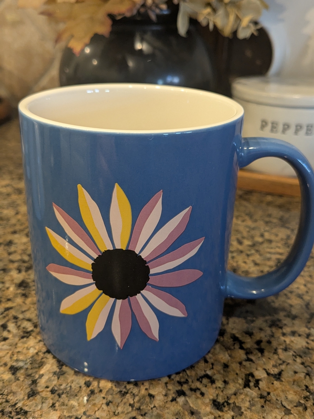 Target Blue Ceramic Mug with Multicolor Flower